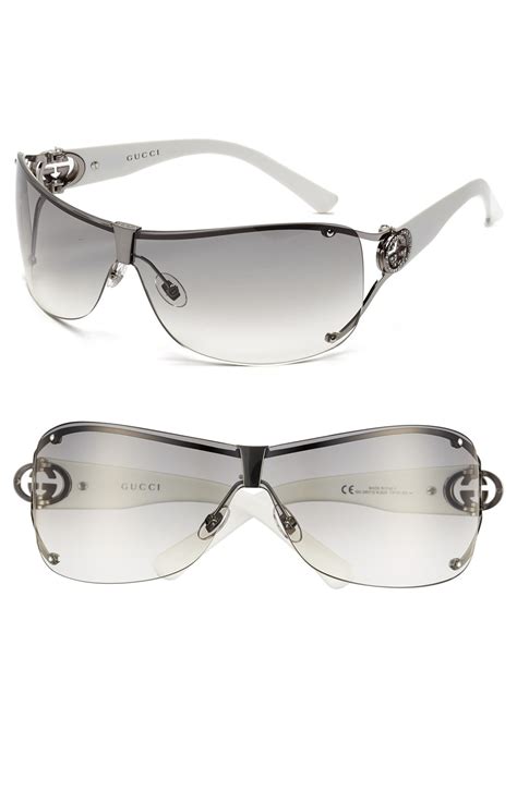 gucci 73mm shield sunglasses with crystal logo detail|gucci sunglasses bumblebee.